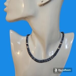 VTG Native American 1970s Blue Coral Graduated Heishi Beaded Collar Necklace